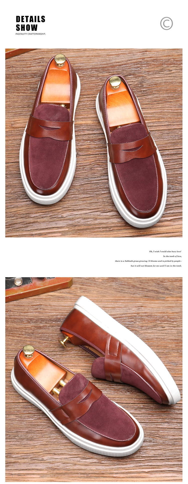 Mocassini con plateau Scarpe casual in pelle da uomo slip-on_voghion.com