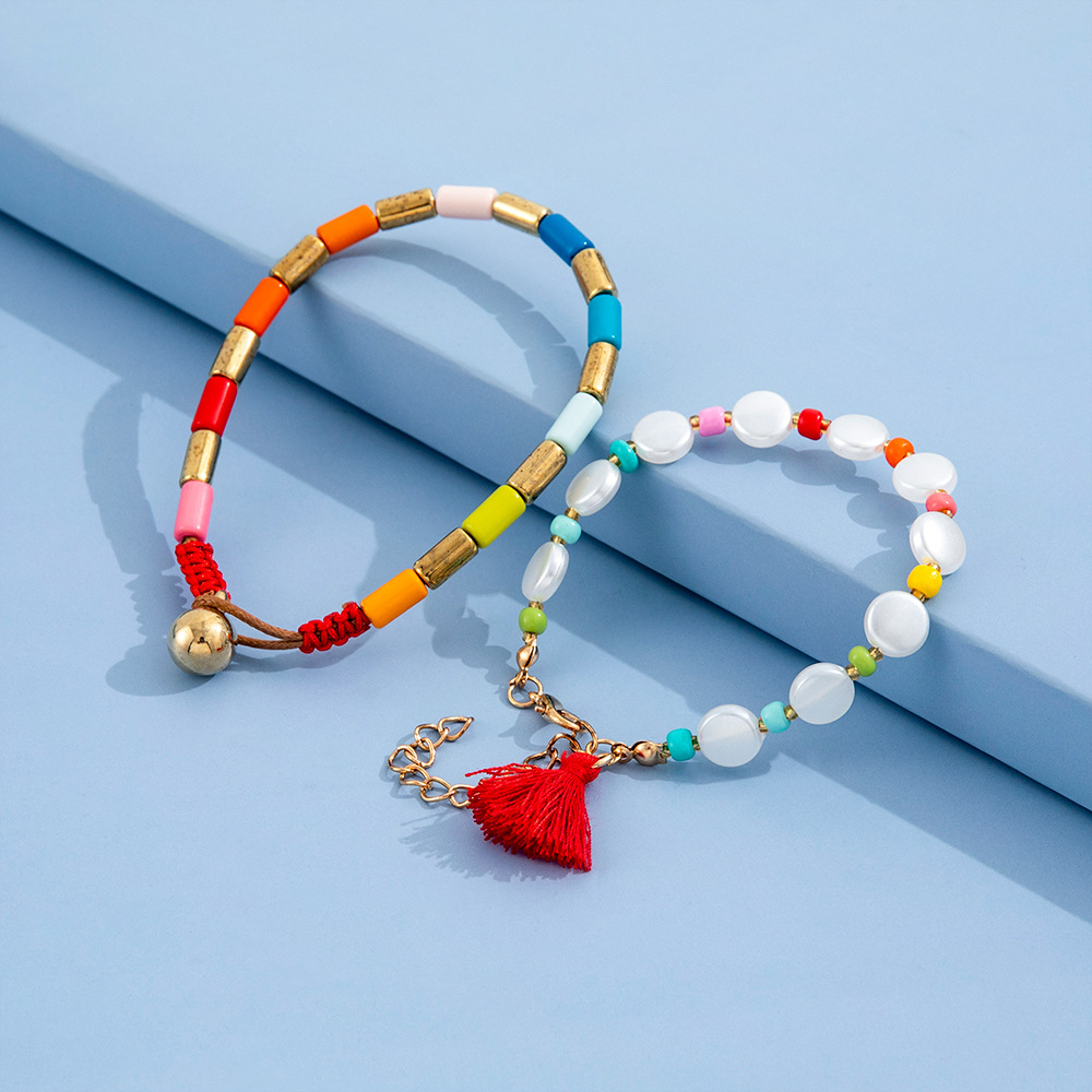 Bohemian Style neue Farbe Spleirohr Perlen Quaste Armband Mode zweiteiliges Setpicture5