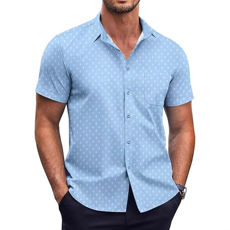 Summer Men's Printed 2025 Short-sleeved Shirt Beach Quick-drying Loose Shirt Hawaii Beach Vacation Travel Clothing