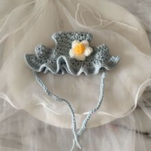 宠物钩织帽子手工钩织兰花帽粉花帽宠物帽子猫狗帽子秋冬季保暖