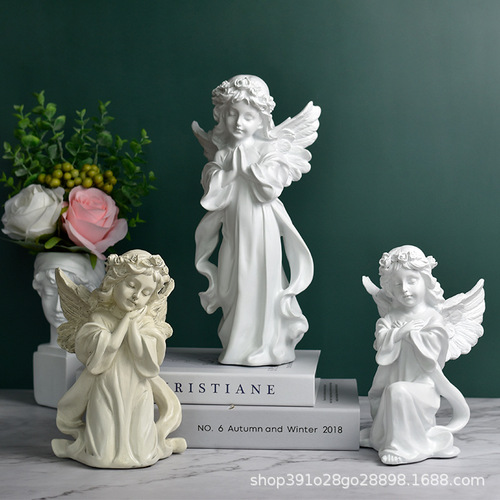 Character ornaments, resin crafts sculptures, desktop small decorations, angels, cute European retro flower fairies