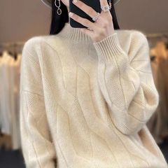 2025加厚半高领毛衣女秋冬新款休闲舒适显瘦软糯针织衫打底衫上衣