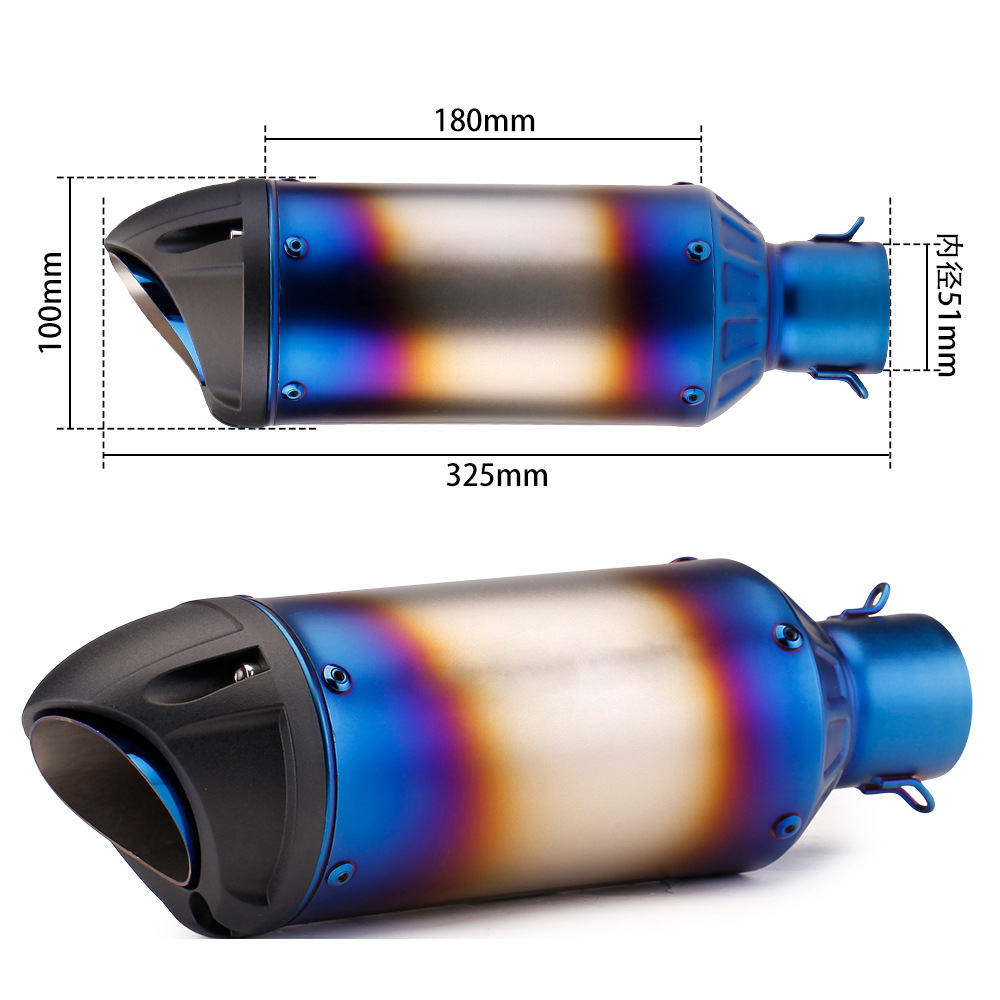 Motorcycle modification sports car sound accessories skybomb stainless steel semi-blue motorcycle exhaust pipe muffler chimney