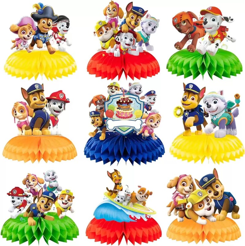 Cross-Border New Paw Patrol Honeycomb Decorations Birthday Party Table Decoration Dining Table Party Honeycomb Display Paper Honeycomb