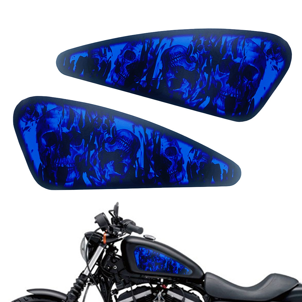 Adecuado para Harley XL883 1200x48 Road King Street/Great Glide Modifile Calavera Etiqueta engomada del tanque de aceite