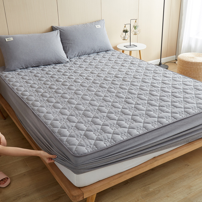 Category A Pure Cotton Washable Cotton Bed Cover Cotton Yarn-dyed Cotton Padded Bed Cover Non-slip Fixed Mattress Protection Full-covered Dust Cover