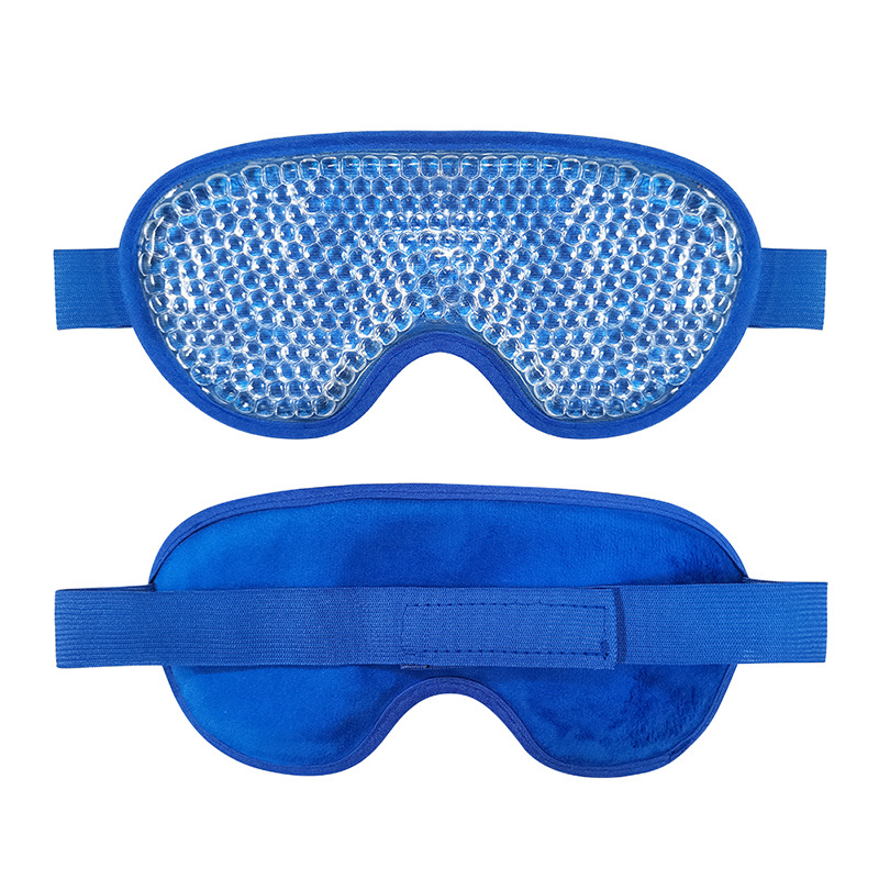 Gel cuentas sueño máscara de ojos fría compresa caliente compresa reutilizar cuentas de hielo PVC felpa bolsa de hielo máscara de ojo de viaje