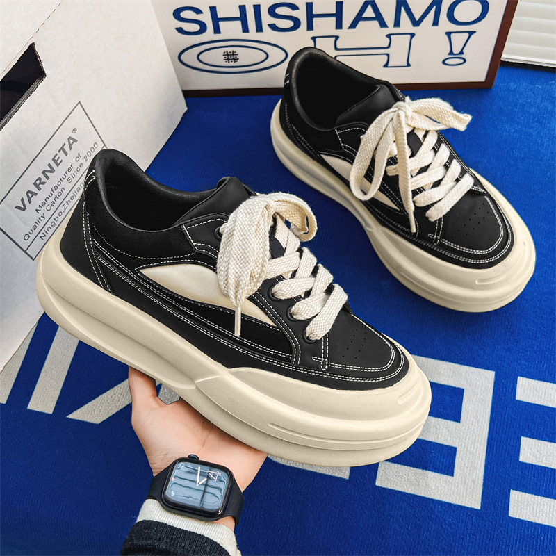Chaussures décontractées à semelle épaisse pour hommes, chaussures de sport polyvalentes, à la mode, pour augmenter la hauteur, faites maison, automne et hiver_voghion.com
