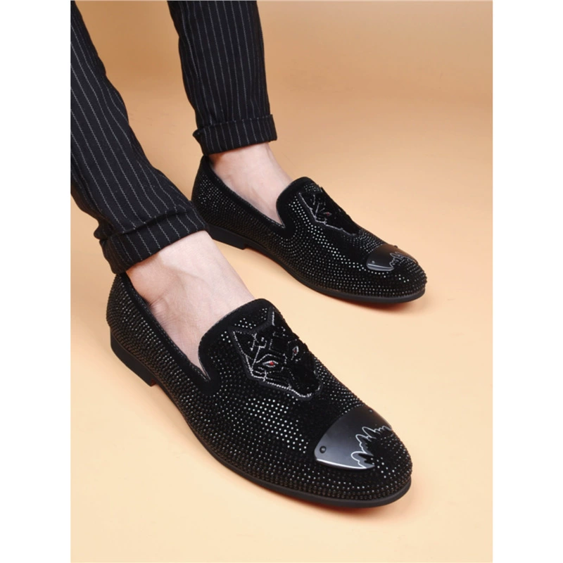 Модная мода мужская обувь с бриллиантами