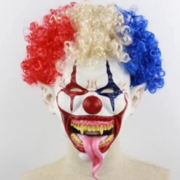 Spot Halloween Funny Clown Mask Green Hair Red Nose Latex Headgear Jack Mask Joker Mask