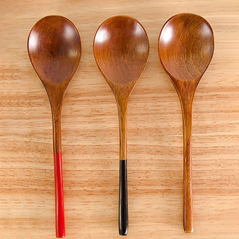 Venta al por mayor cuchara de miel de madera cuchara de helado postre cuchara de madera mango largo de arroz cuchara vajilla pequeña cuchara de madera