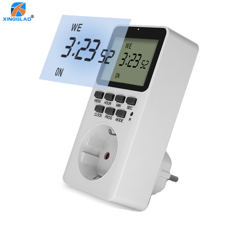 工厂直销俄罗斯欧标定时器插座16A电子计时器开关智能定时大屏幕