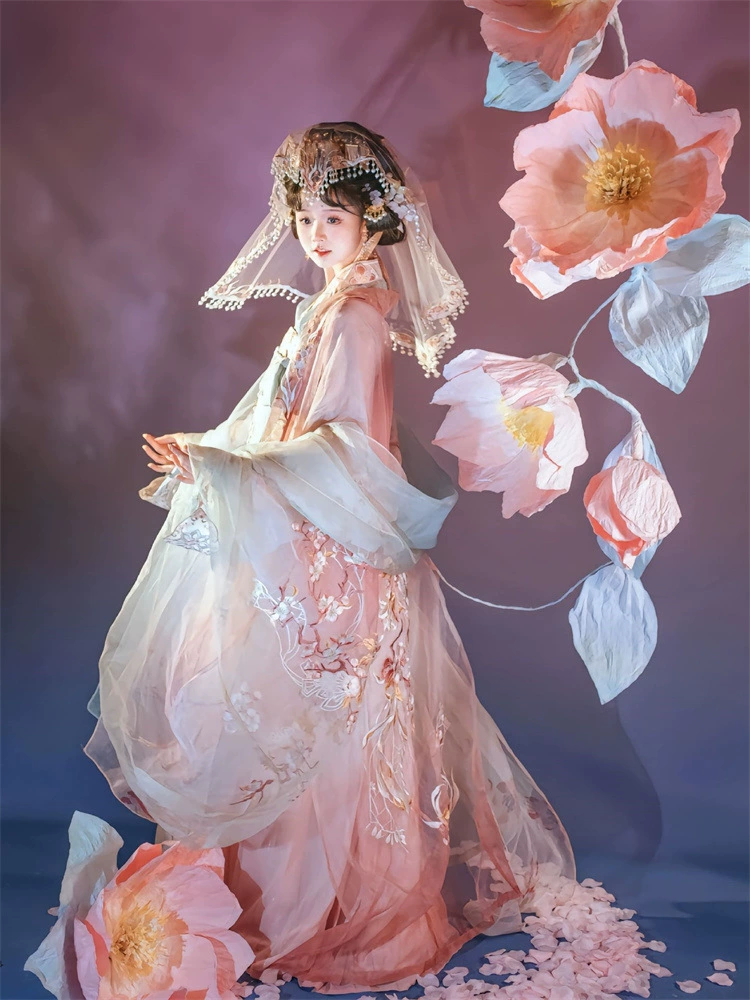 Hanfu женская весенняя вишня оригинальная танская грудь, конфуцианская юбка, ежедневная вышивка с большими рукавами