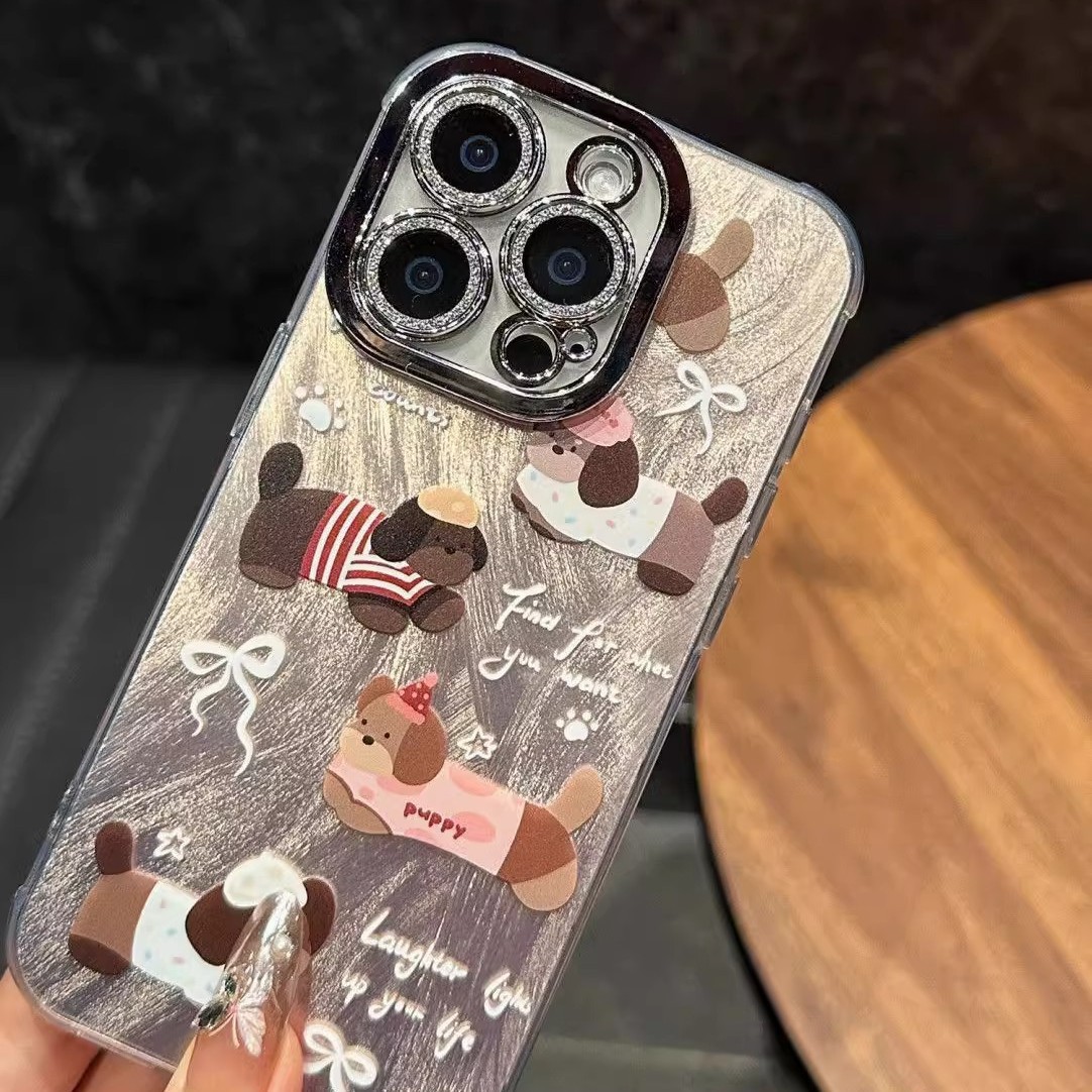 Dachshund Dog Party-Themed Phone Case for iPhone 17 Pro, 16 Plus, Japanese and Korean Style, 15 Feather Yarn, 14 Pro Max, Premium 13