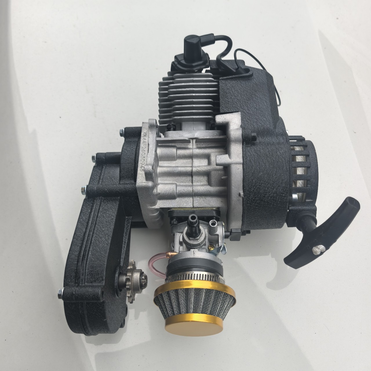 Mini Motorcycle Small Off-Road 49Cc Engine with Gearbox 2-Stroke Small Sports Car Engine Black Aluminum Frame