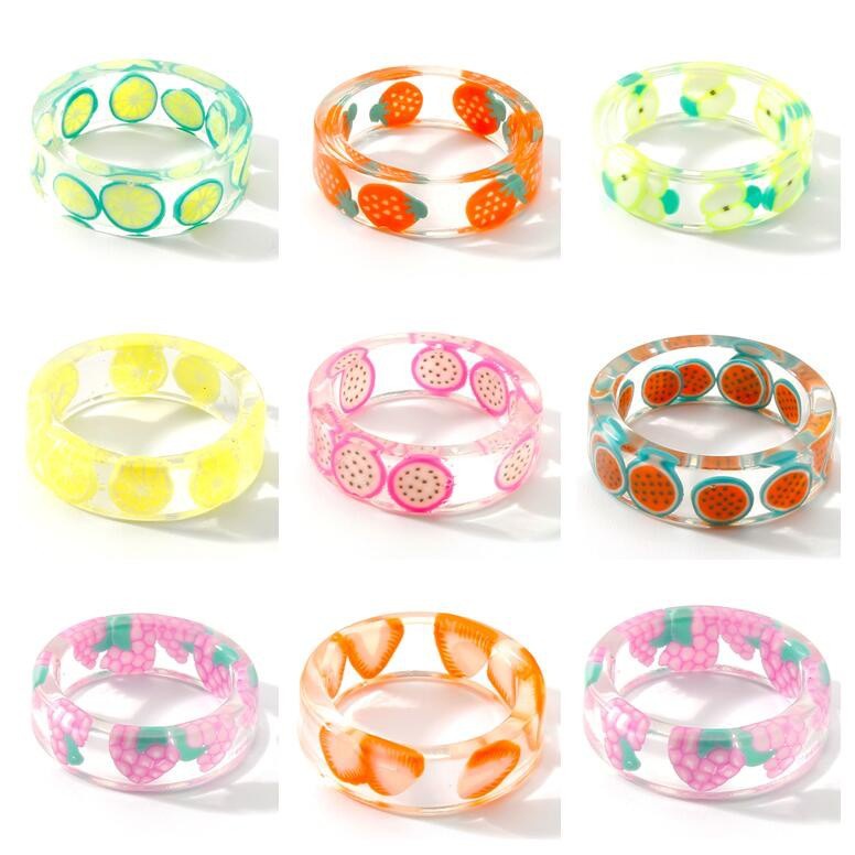 1 Piece Simple Style Fruit Arylic Printing Women's Rings display picture 2