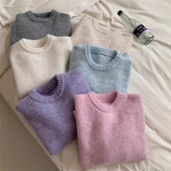外国貿易の新しい柔らかくワックス状の年齢を軽減する女性用プルオーバーセーター、秋冬の女性用のゆったりとした多用途のベーシックプルオーバーセーター