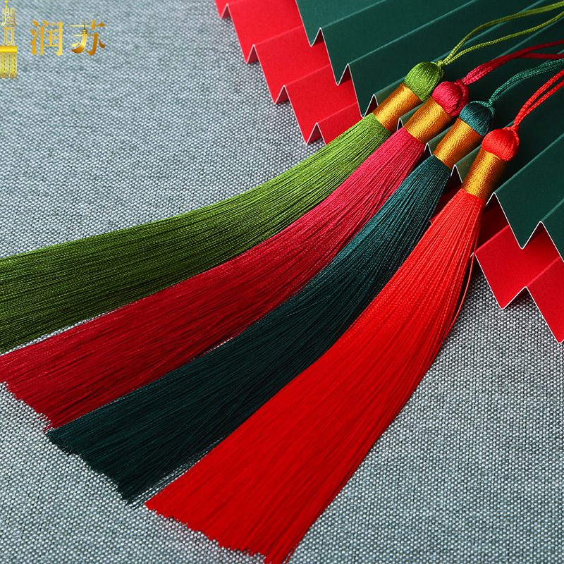 Rong Su Feathery Tassel Long 16CM Tassel Pendant for Ancient Chinese Costume, Cheongsam, Collar Decor, Guqin Musical Instrument Car Ornament