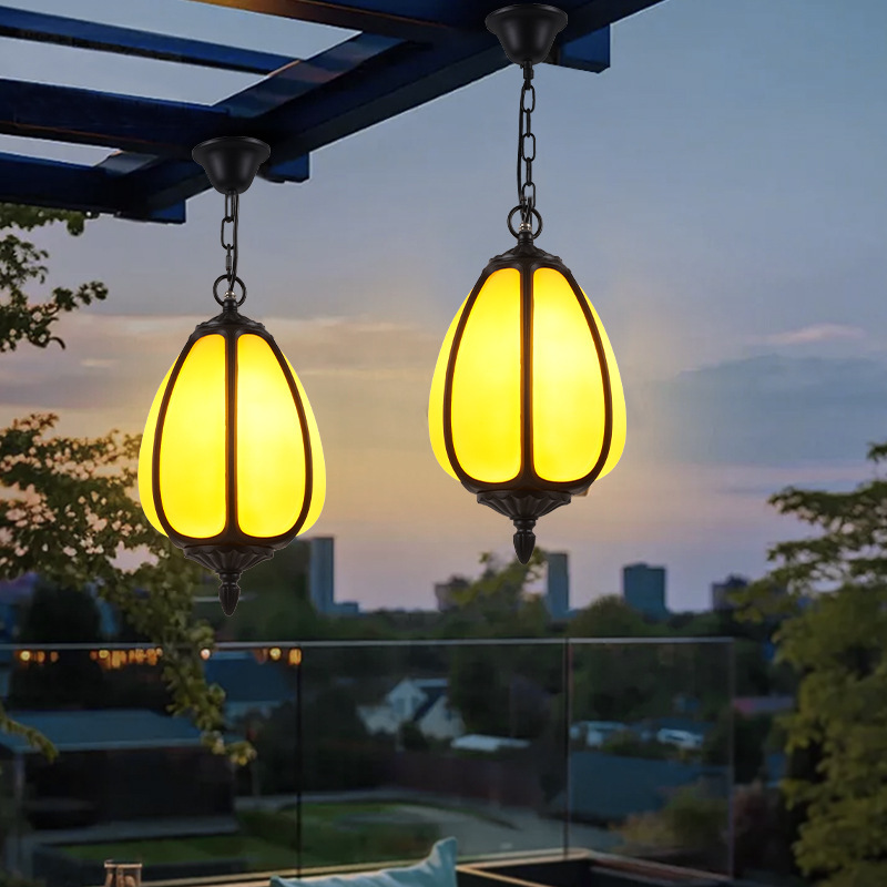 Chinese Outdoor Pumpkin Chandelier Corridor Sun Room Antique Courtyard Corridor Pavilion Waterproof Aisle Outdoor Garden Light