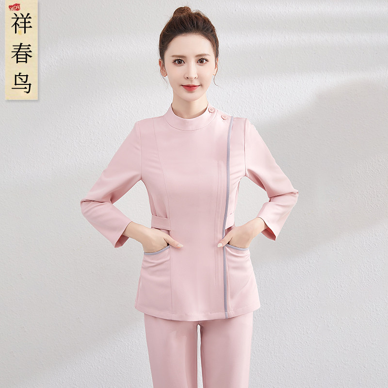 Lightweight Medical Beauty Workwear for Women, Spring and Autumn Dental Long-Sleeve Nurse Uniform, High-End Beauty Salon and Pharmacy Two-Piece Set