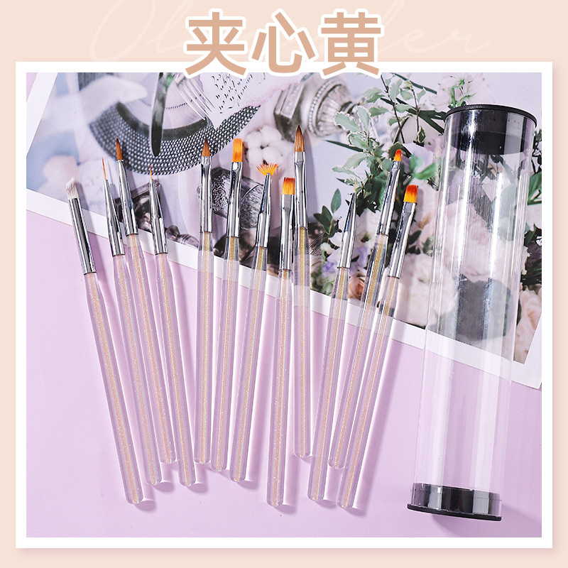 新しいネイルブラシ12本入日本式ネイルアートオーロラ光治療ペン|undefined