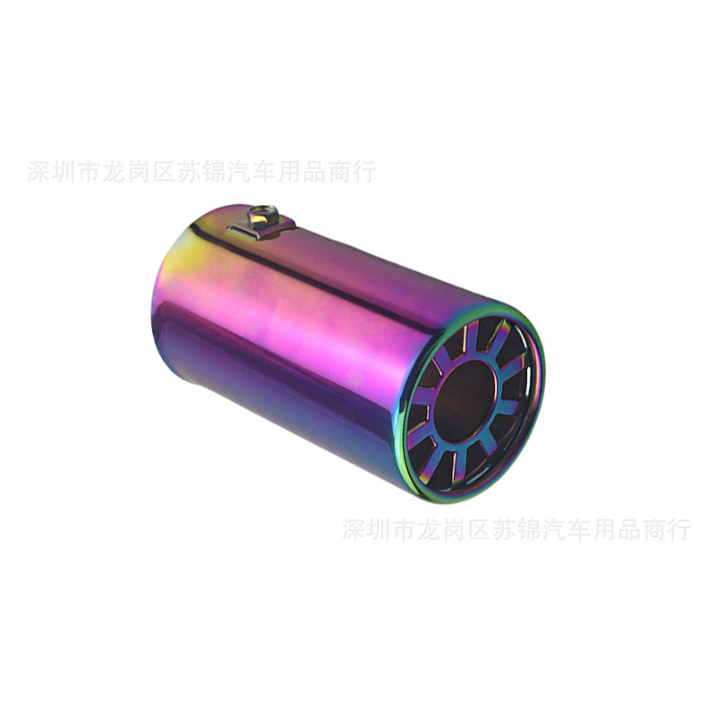 Car Modification 63mm Exhaust Pipe Colorful Silver Stainless Steel Tail Pipe Single Pipe Flower Window Stainless Steel Silencer Tail Pipe