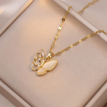 项链女猫眼石蝴蝶潮网红ins冷淡风小众设计感锁骨链时尚气质颈链