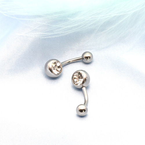 New stainless steel inlaid fine zircon European and American style belly button nail human body piercing jewelry anti-allergic belly button ring