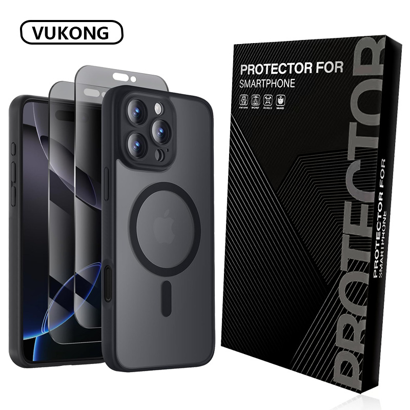 For iPhone 16 Pro Max Phone Case MagSafe Privacy Screen Protector Camera Protection Anti-drop