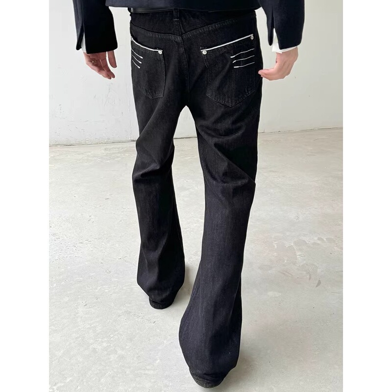 American-style Cleanfit four-stitch narrow red-ear raw denim jeans for men and women, versatile, slightly flared, drapey, slimming, floor-length pants American-style Cleanfit four-stitch narrow red-ear raw denim jeans for men and women, versatile, slightly flared, drapey, slimming, floor-length pants