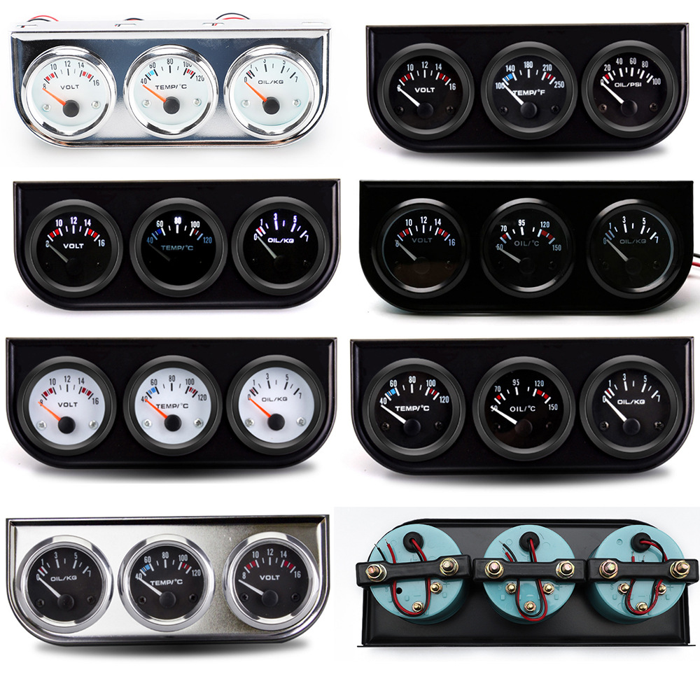 Instrumento de coche modificación instrumento de coche negro triple temperatura del agua temperatura del aceite presión de aceite voltímetro