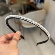 2025年超闪水钻细款发箍气质珍珠外出压碎发头箍百搭轻奢新娘发饰