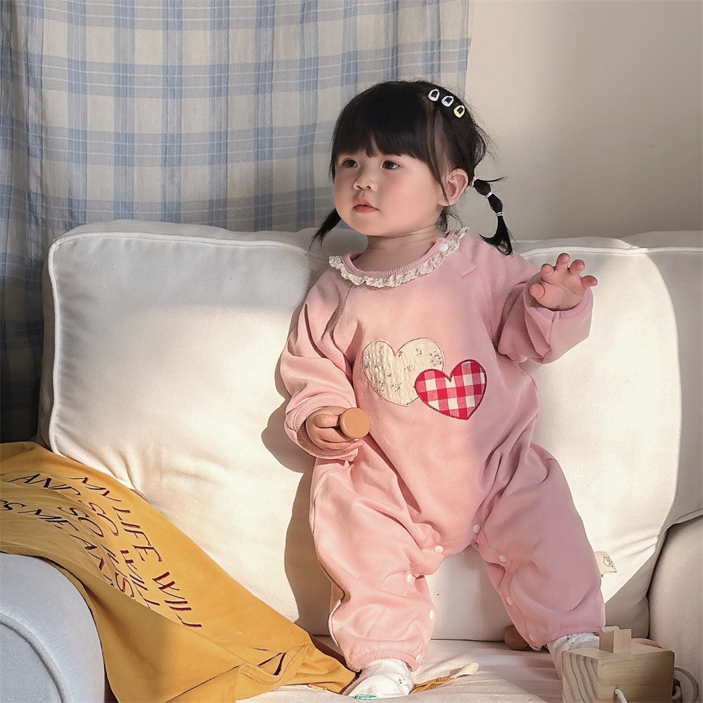 Ropa para niños coreanos mono de bebé primavera 0-1 años de edad bebé mameluco lindo súper lindo ropa de hogar a gatear