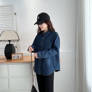 Fat MM2024 new casual loose fleece-lined Denim shirt coat thickened long sleeve shirt winter 200kg 69950