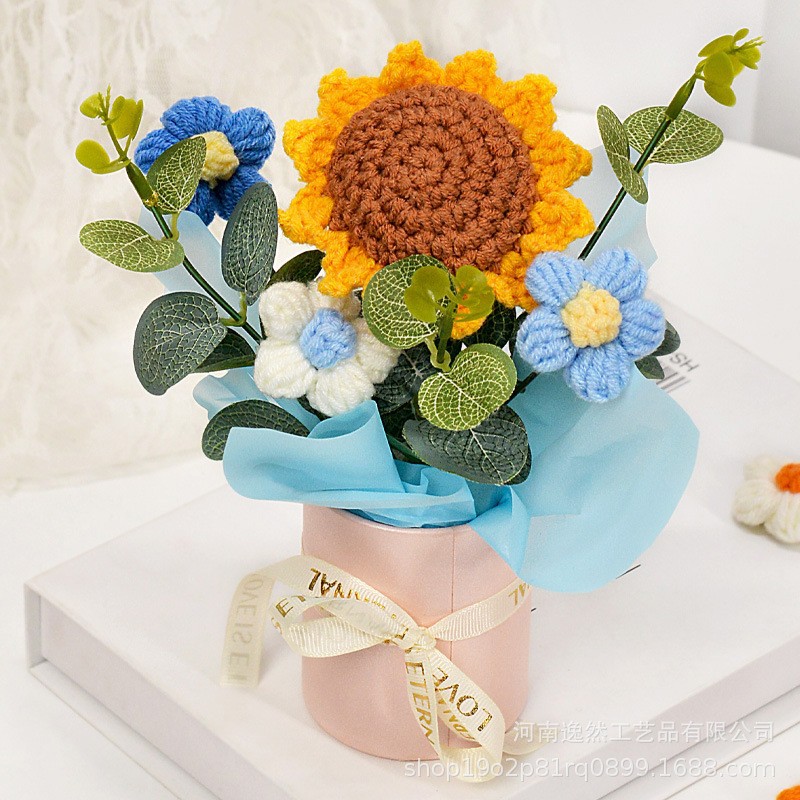 해바라기 꼬마 포옹 버킷 - 블루