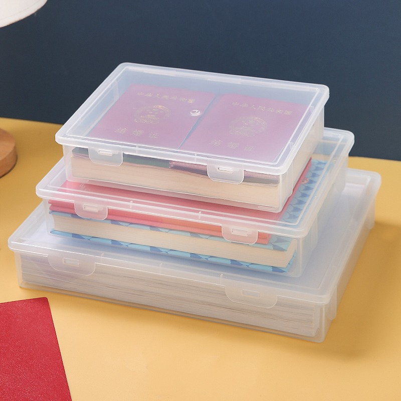 Dust-Proof Storage Box A4 Paper Box Document Organizer Box Household Registration Book Holder Certificate Test Paper Storage Tool Box