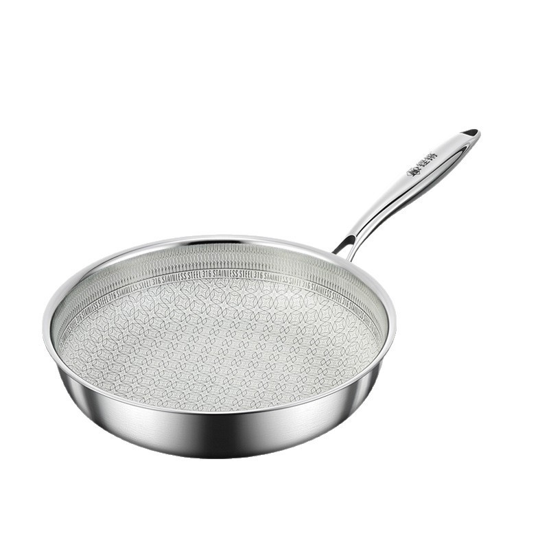 Pan cerámica sin recubrimiento 316 de acero inoxidable de grado alimenticio fondo plano para profundizar el filete y la panca de panca de sopa