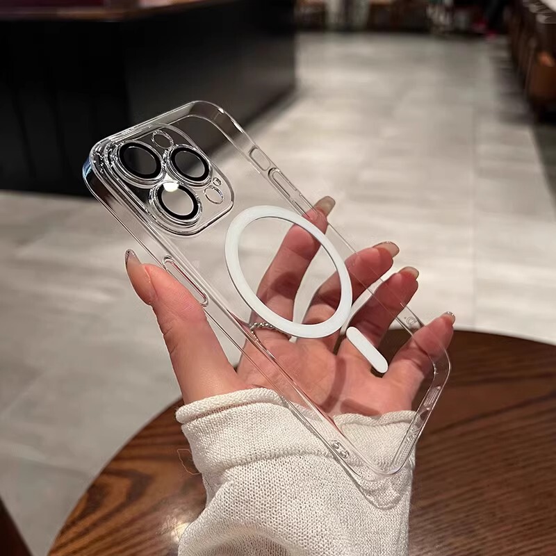 Applicable to iphone15 ice transparent magnetic phone case 14promax Apple Magsafe drop-resistant 13 protective case 12