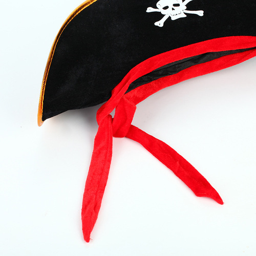 Halloween Pirate Hat, Caribbean Pirate Costume Accessory, Adult and Children's Hat, Red Ribbon Tied Morgan's Captain Hat