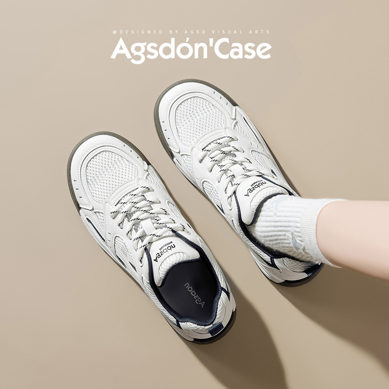 Augustion zapatos blancos de suela gruesa mujer 2025 nueva malla de verano casual zapatillas ligeras zapatillas deportivas básicas