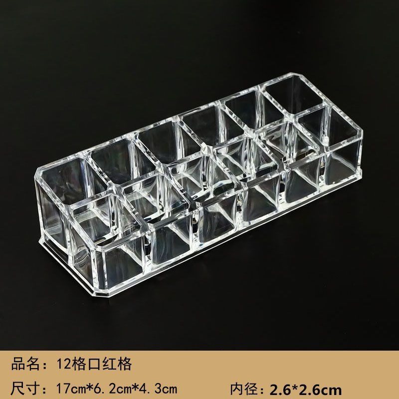 Acrílico transparente cosmético lápiz labial lápiz labial multi-rejilla soporte de exhibición de escritorio caja de almacenamiento venta al por mayor venta directa de fábrica