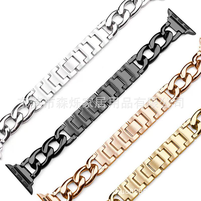 Suitable for Apple Watch Strap Metal Stainless Steel Chain Single Row Denim Chain Apple Watchs8 Fashion New Suitable for Apple Watch Strap Metal Stainless Steel Chain Single Row Denim Chain Apple Watchs8 Fashion New