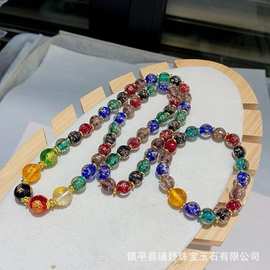 厂家批发金箔香灰琉璃手串项链 五路财神男女款情侣饰品