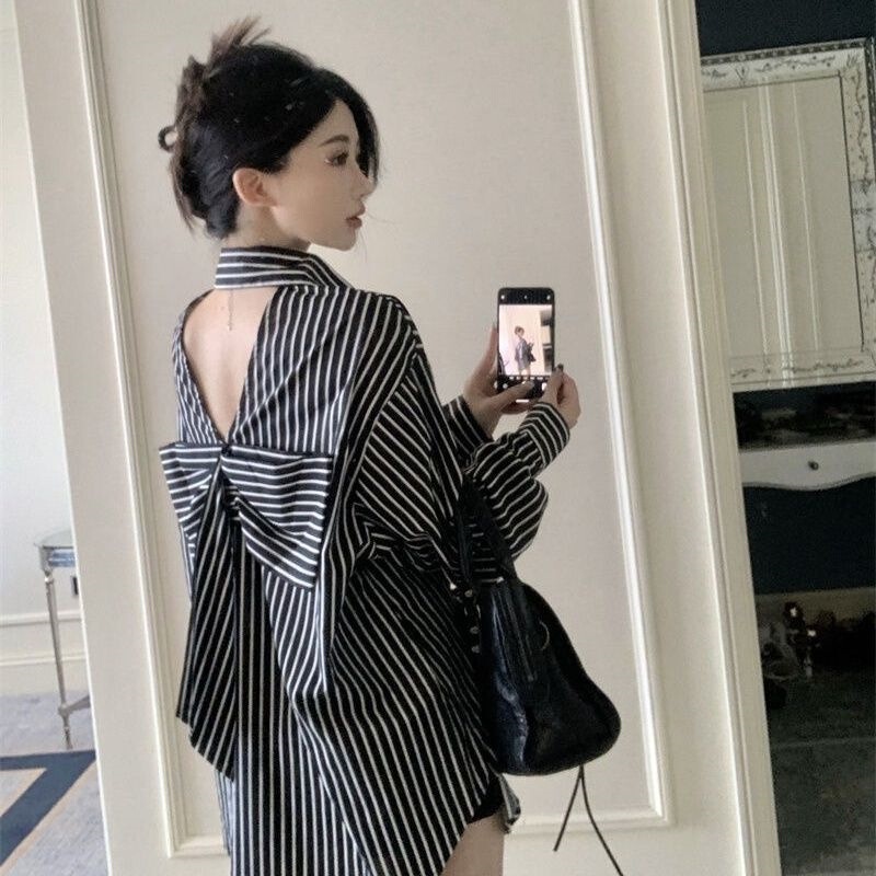 2024 Bow Shirt Early Autumn New Fashion Elegant All-match Back Bow Niche Design Shirt