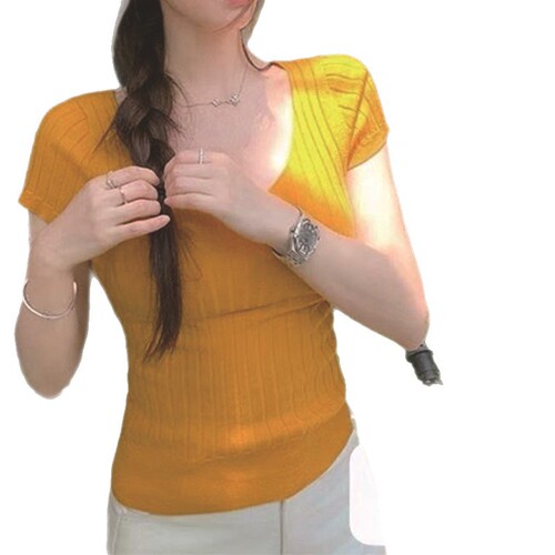 Pure desire hottie V-neck short-sleeved sweater women's 2026 summer slim-fitting and slim-fitting fashionable all-matching short top
