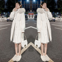 爆款白色羽绒服女冬季2024新款时尚加厚保暖中长款过膝白鸭绒批发