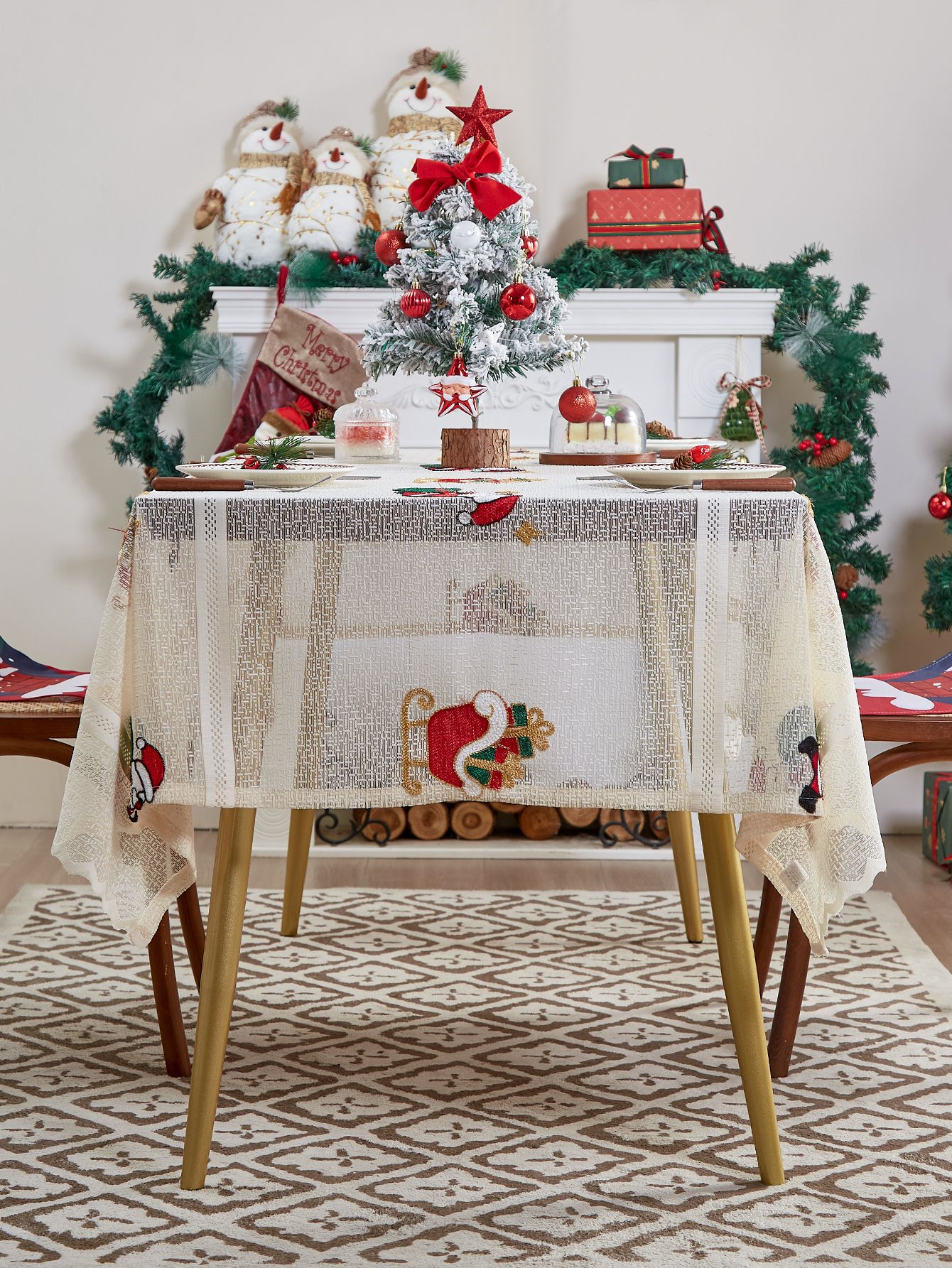 Natale Babbo Natale festa tavolo da tè tovaglia decorazione Natale tovaglia stampata atmosfera tovaglia transfrontaliera festa_voghion.com