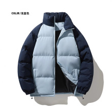 2025年冬季男女同款时尚保暖拼色棉衣潮牌厚款宽松加厚立领棉服