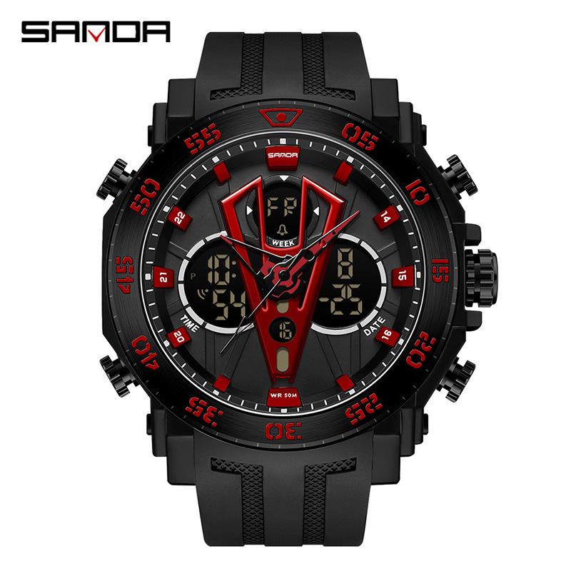 SANDA 6105 nueva venta caliente Moda juvenil reloj electrónico multifunción luminoso impermeable despertador