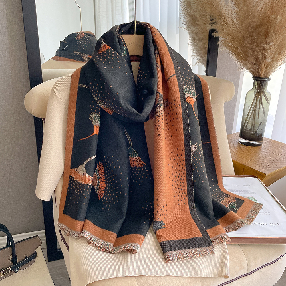 Imitation Cashmere Scarf For Girls With Dandelion Pattern Warm_voghion.com